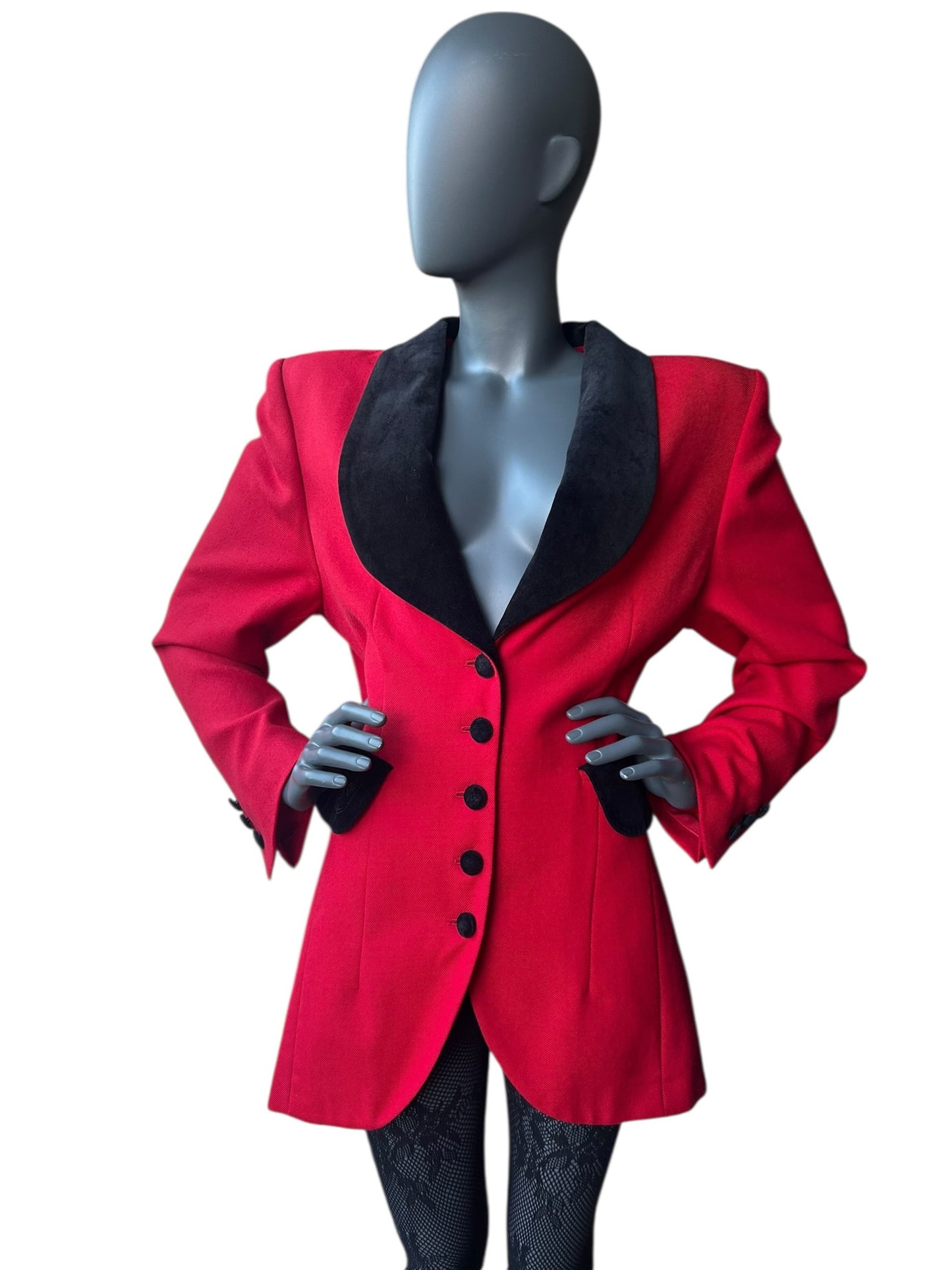 Vintage 1980s Red and Velvet Statement Jacket