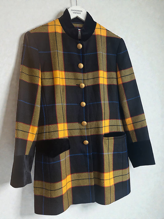 Vintage 1980s Mondi Plaid Coat Jacket