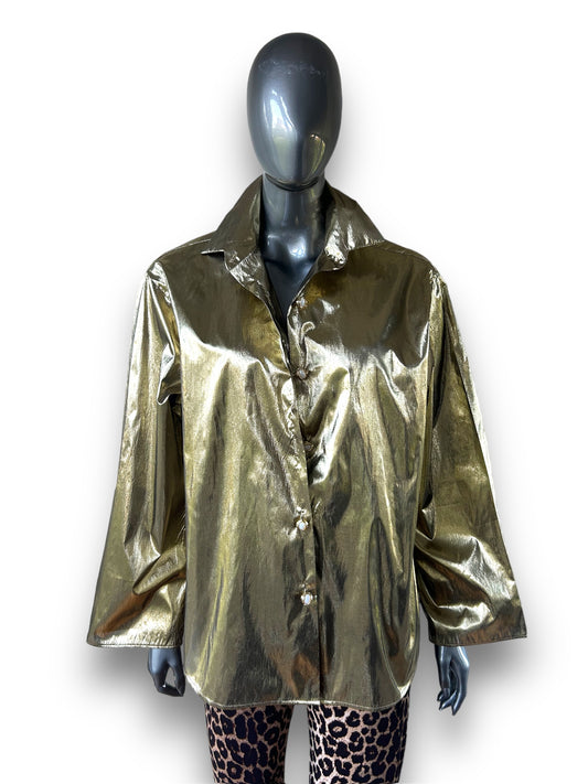 Vintage 1970s Gold Lame Tunic Shirt