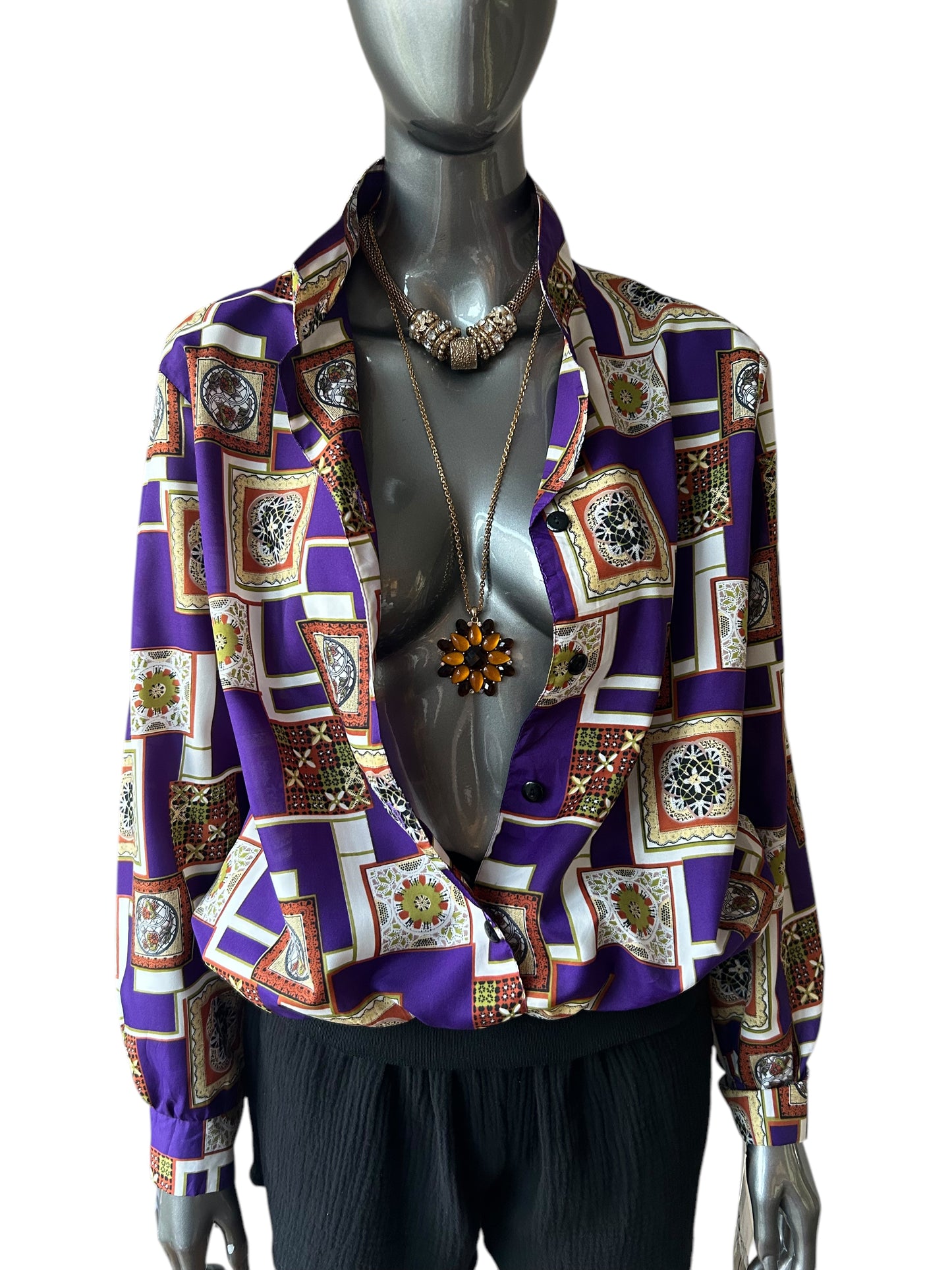 Vintage 80s Purple and Baroque Top