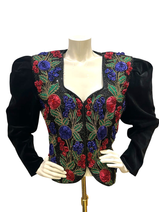 Vintage Embellished French Couture Velvet Jacket