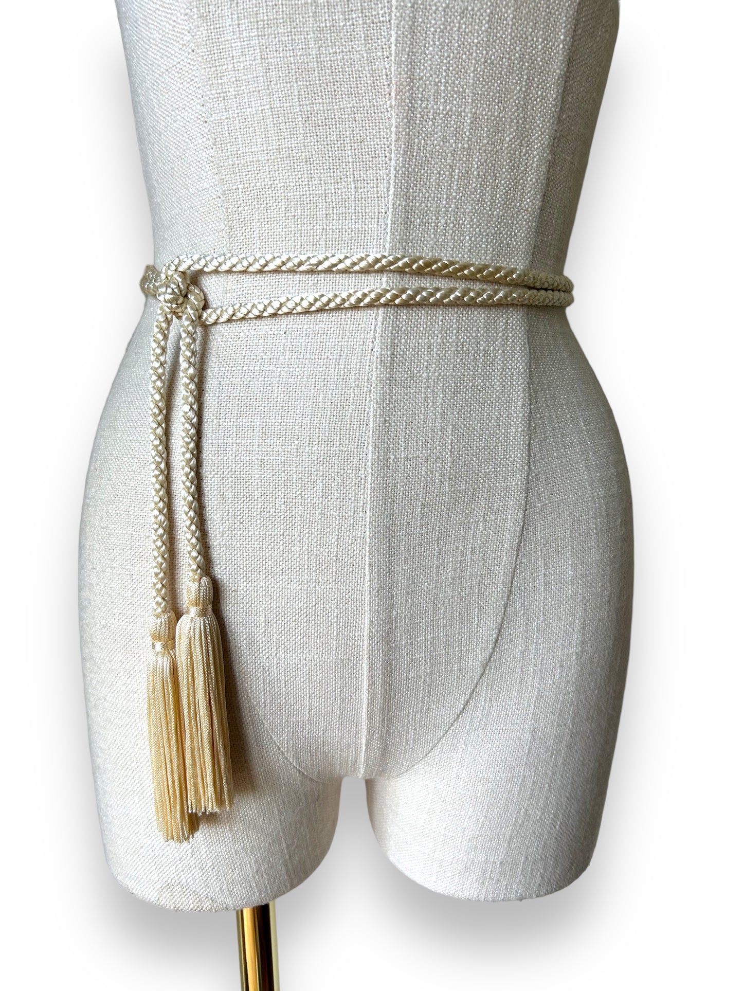 Ivory Cream Fringe Tie Belt