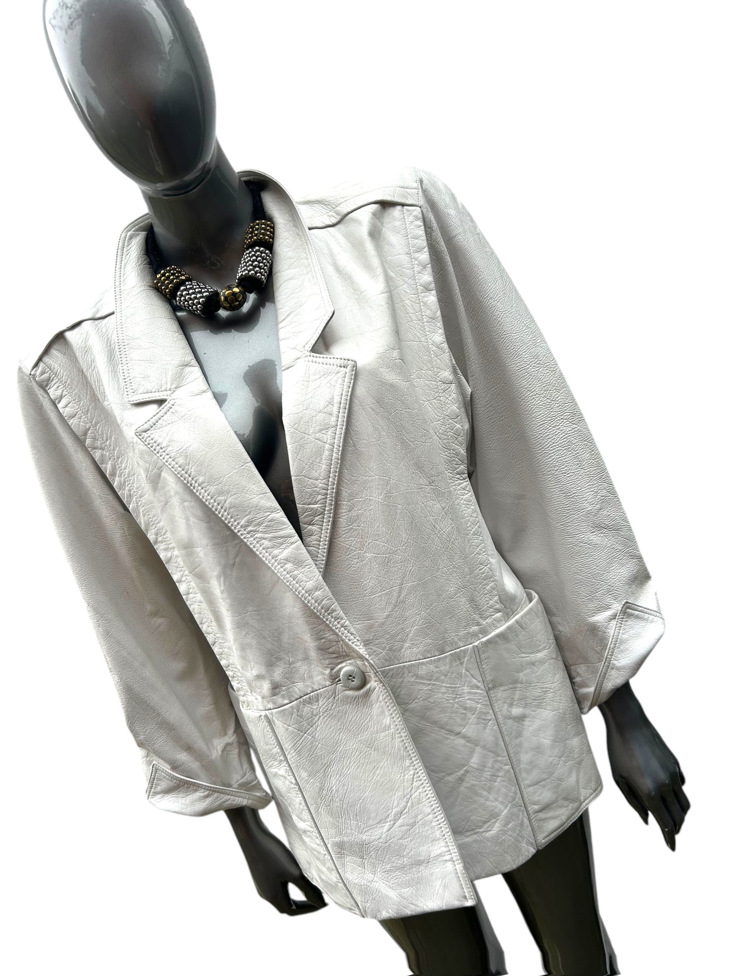 Vintage 1980s White Leather Jacket