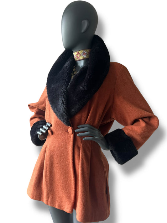 Vintage 1980s Plush Collar Coat