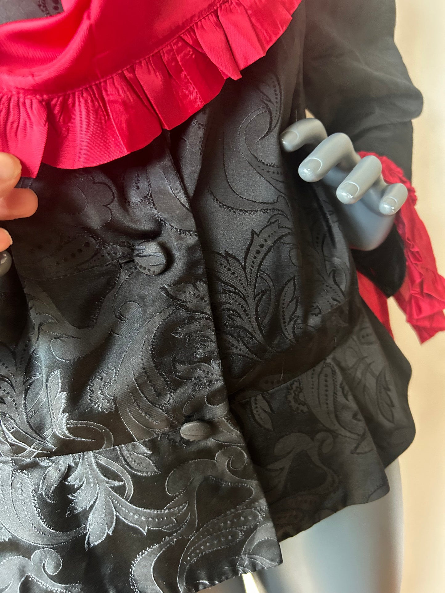 Vintage 1980s New Romantic Silk Jacquard Peplum Jacket