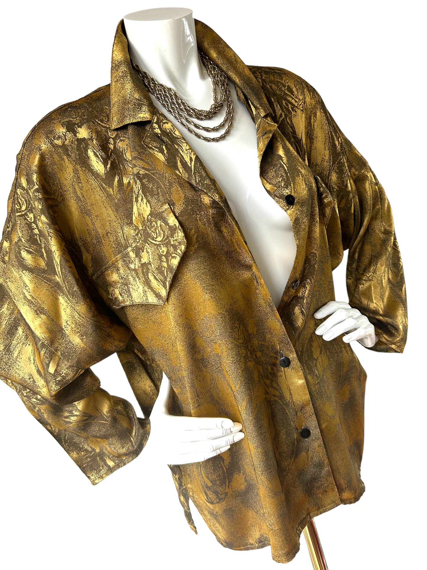 Vintage Avant Garde Gold Batwing Shirt Blouse