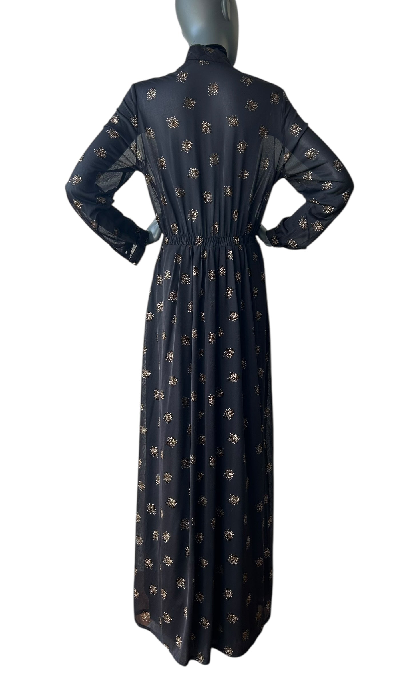 Vintage 1970s Bronze and Black  Boho Maxi Dress