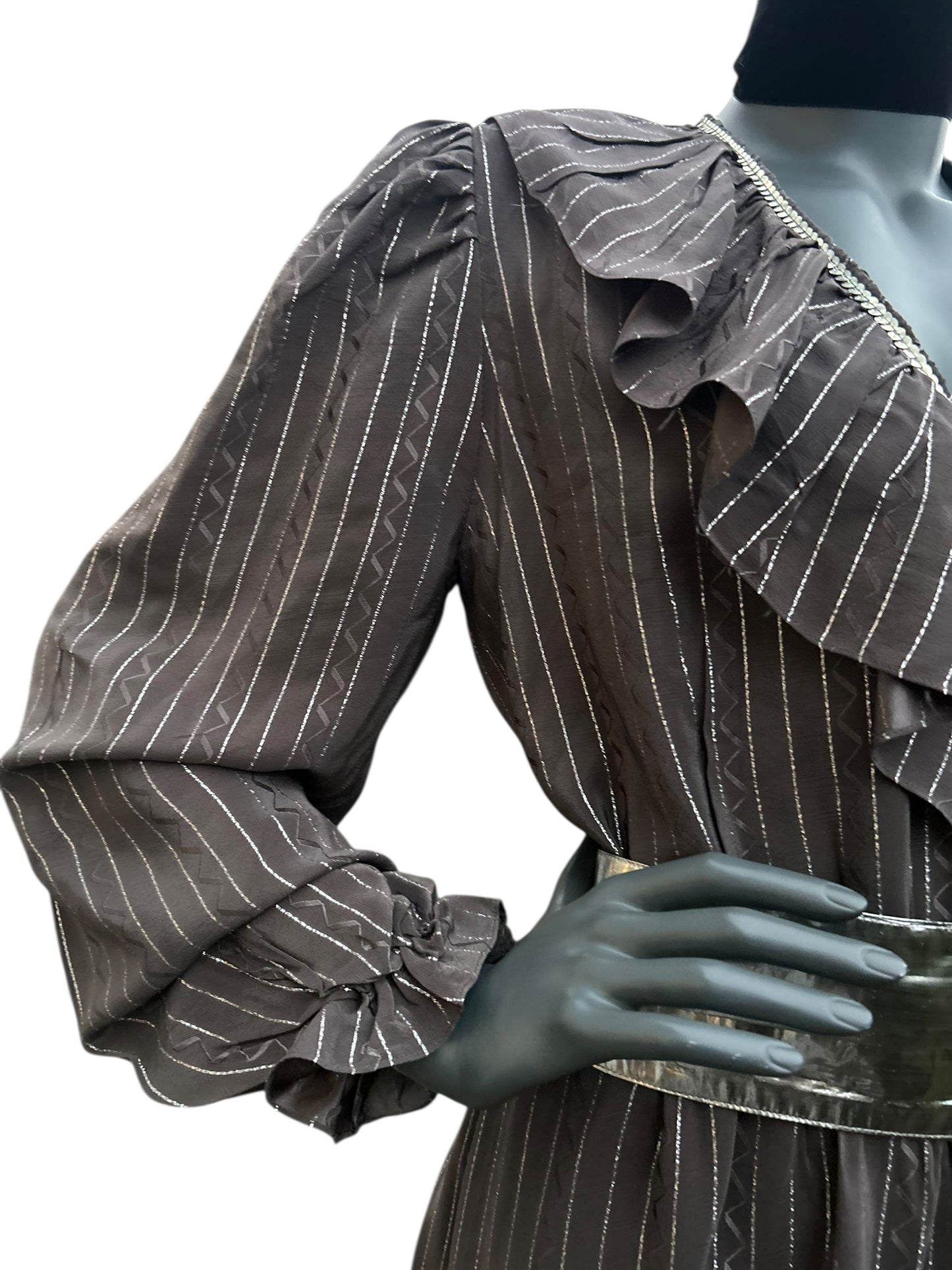 Vintage 1970s Silver Lame Studio 54 Maxi Gown