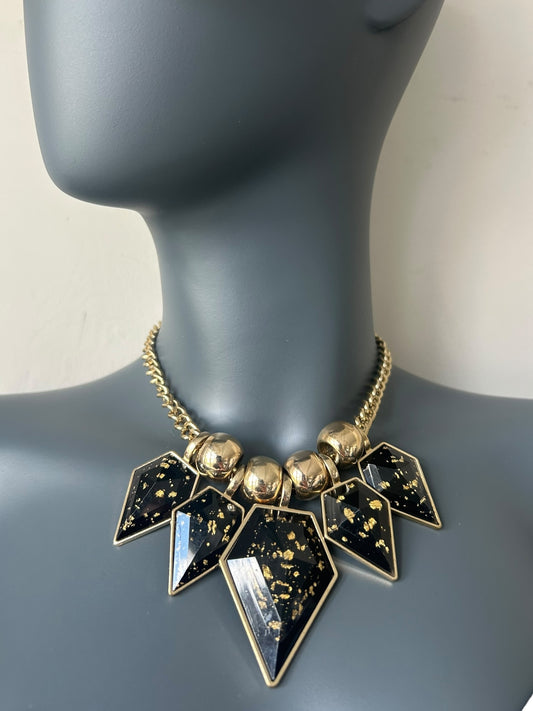 Vintage 1980s Statement Gold New Wave Necklace