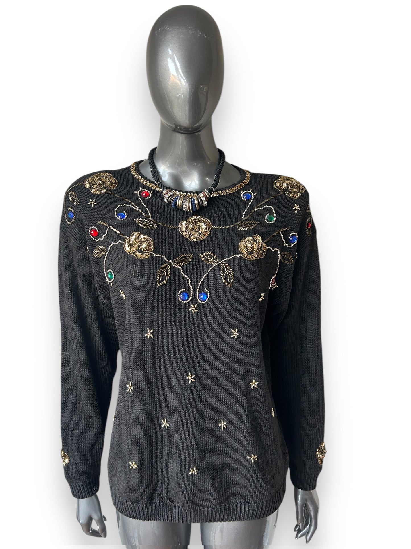 Vintage 1980s Batwing Jewel Jumper