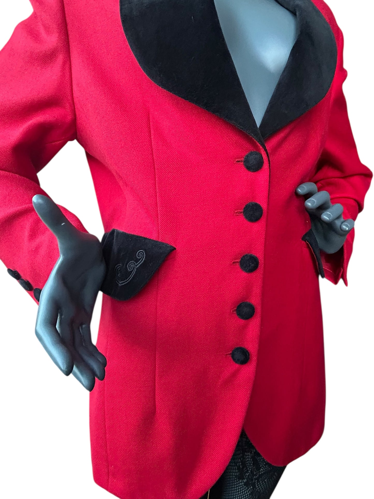 Vintage 1980s Red and Velvet Statement Jacket