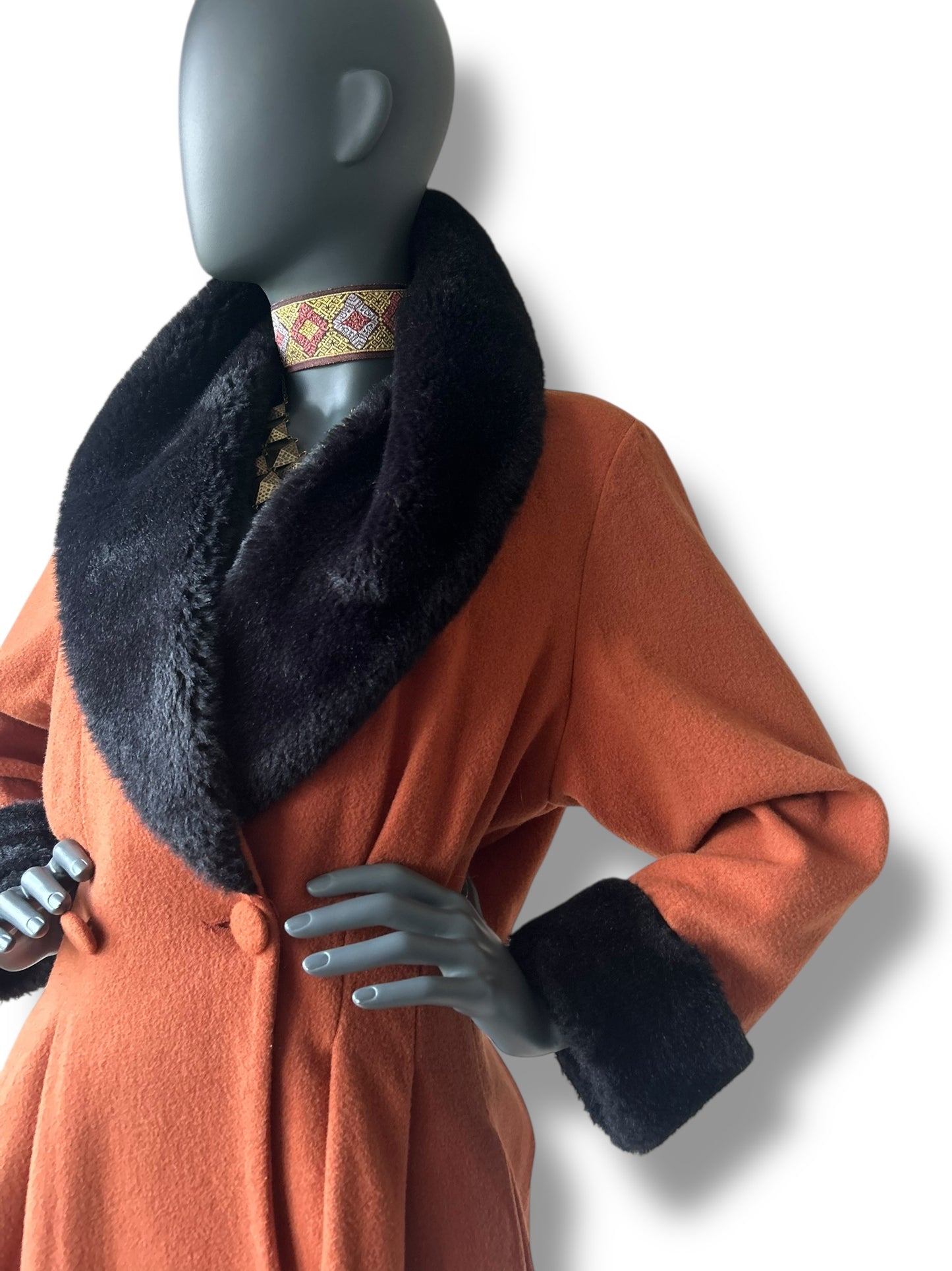 Vintage 1980s Plush Collar Coat