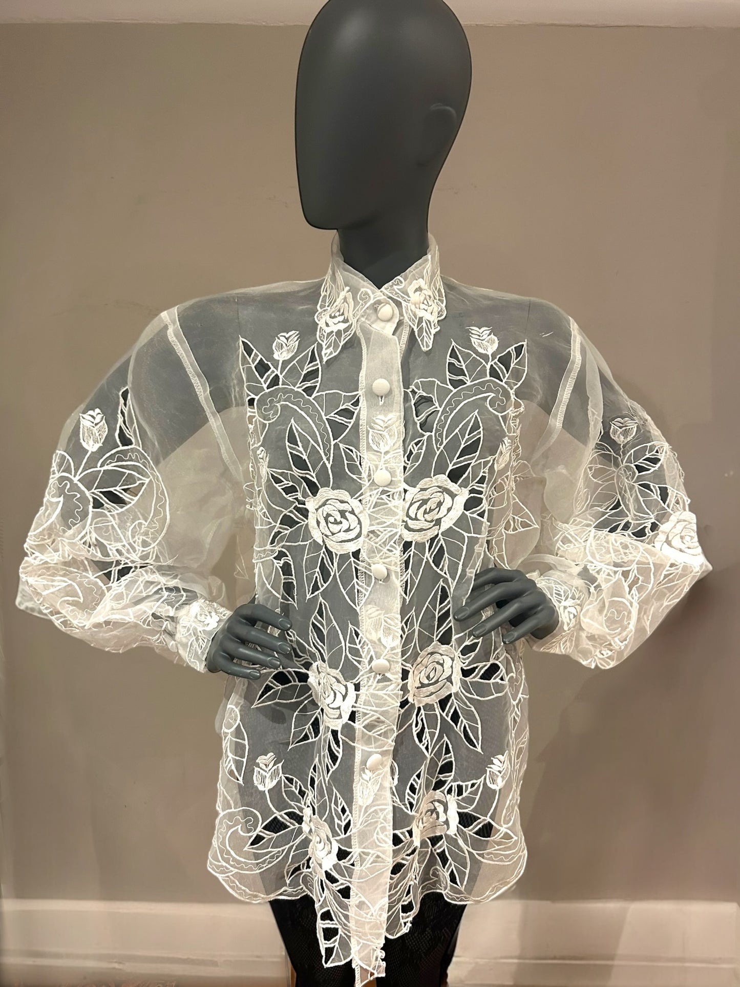 Vintage 1980s Lace Oversized Shirt
