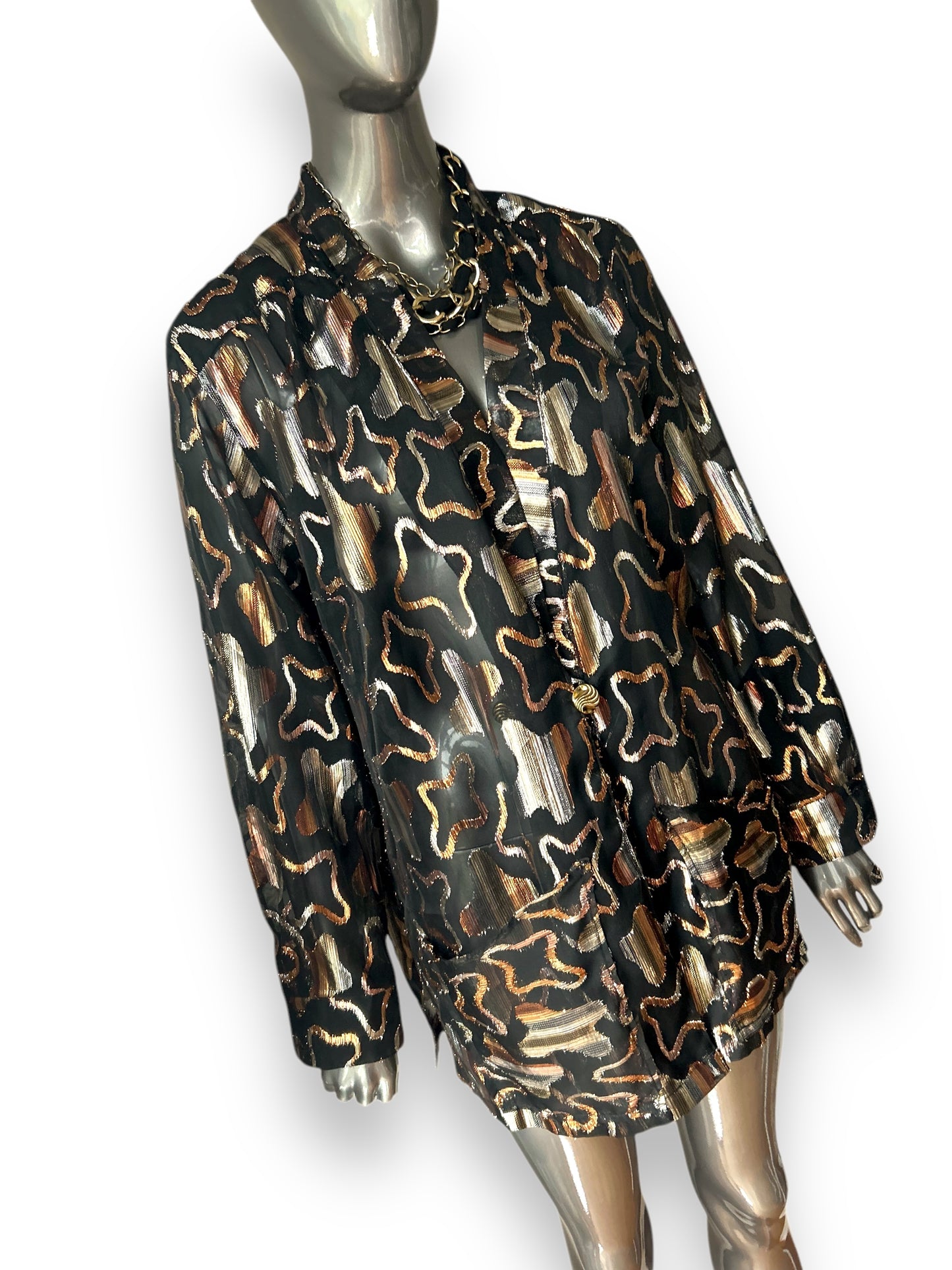 Vintage 1980s Avant Garde Gold Lame Dramatic Trophy Jacket