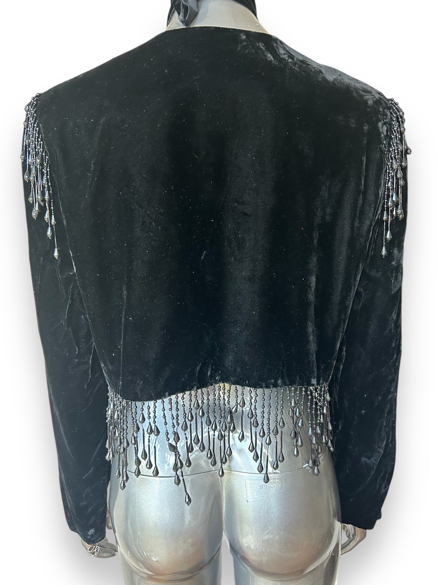 Vintage 80s Crushed Velvet and Beaded Matador Bolero