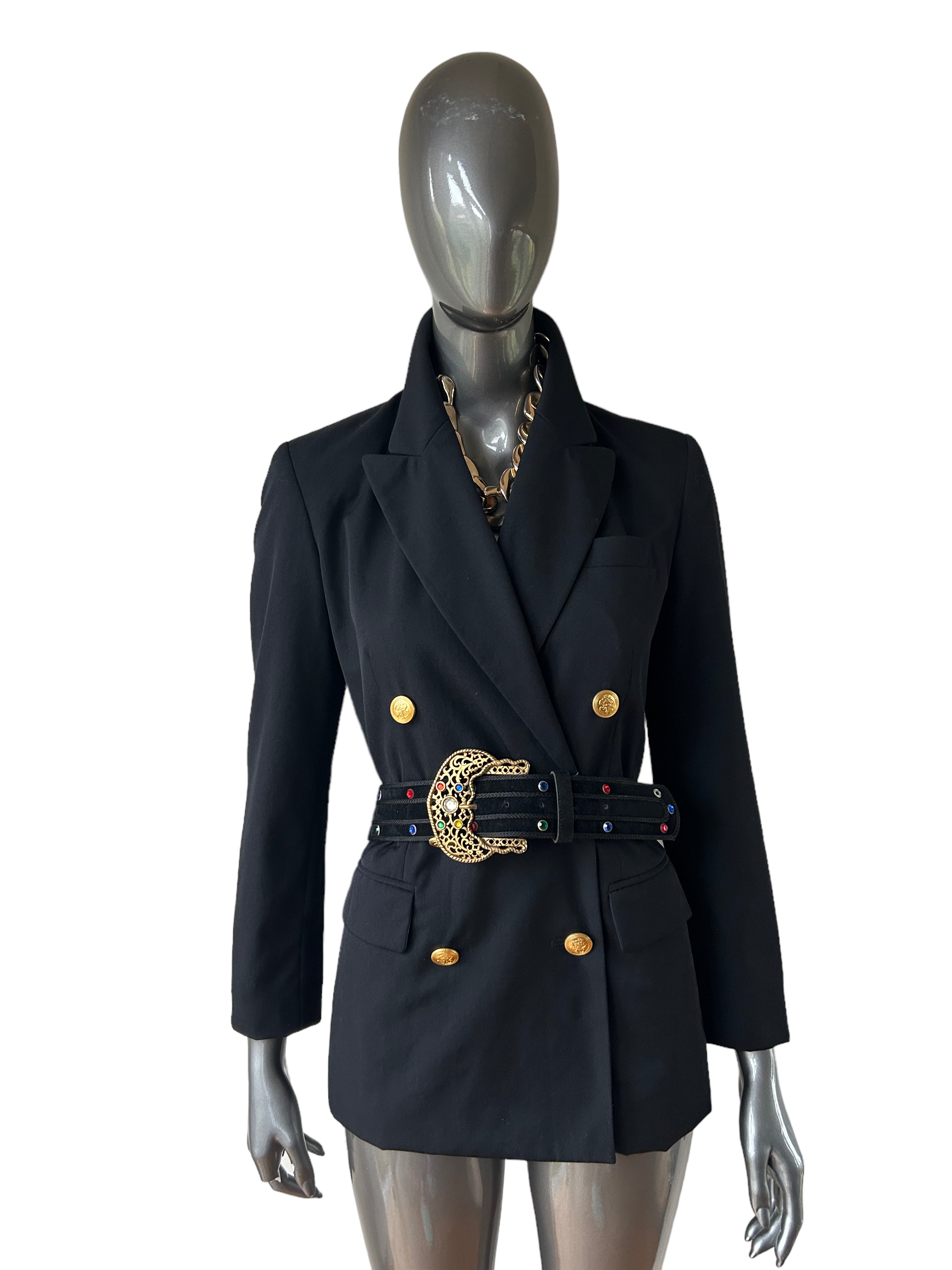 Black and Gold Button Military Blazer Overdress Vintage