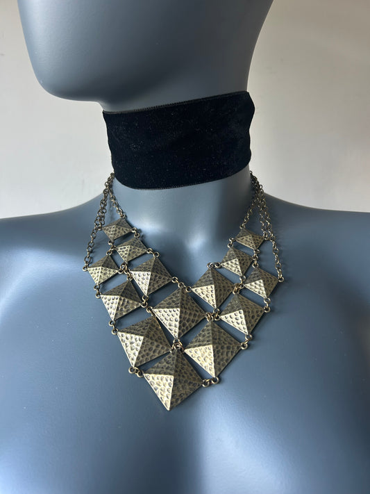 Vintage 1980s Pyramid Link Statement Necklace