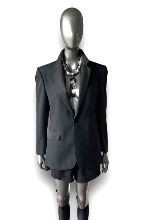 Vintage 1980s Wool blend and satin Tuxedo Jacket Blazer