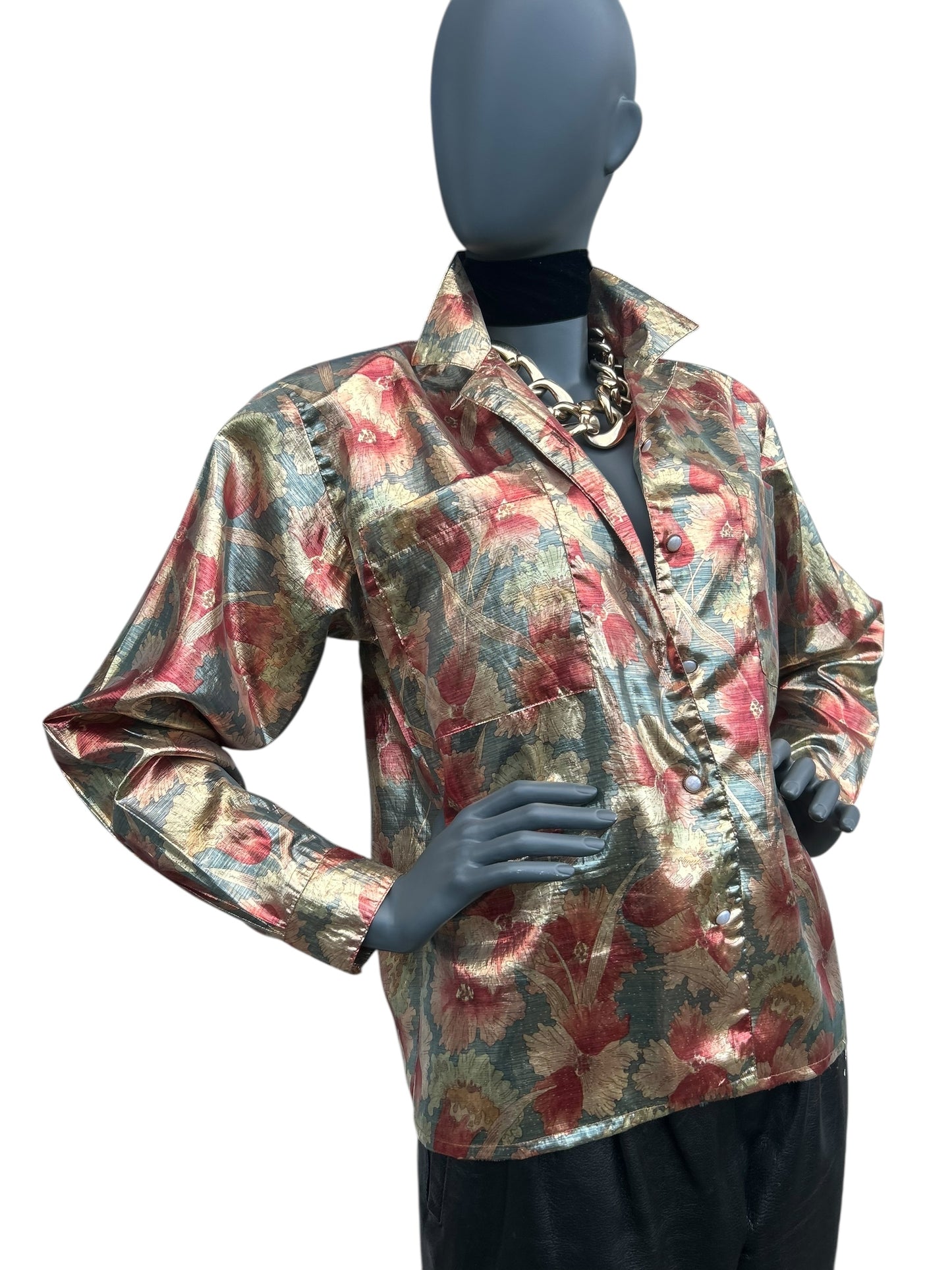 Vintage 1970s Gold Lamé Blouse