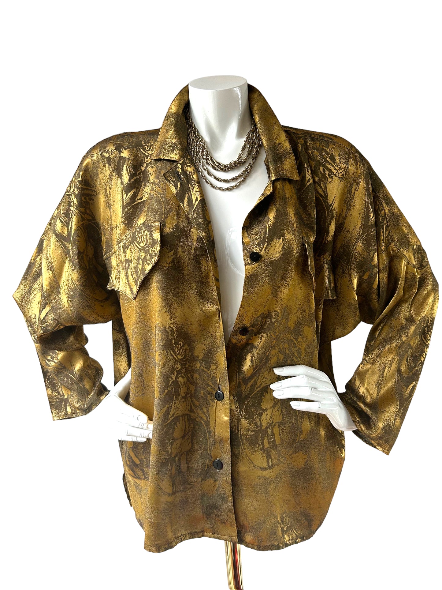 Vintage Avant Garde Gold Batwing Shirt Blouse