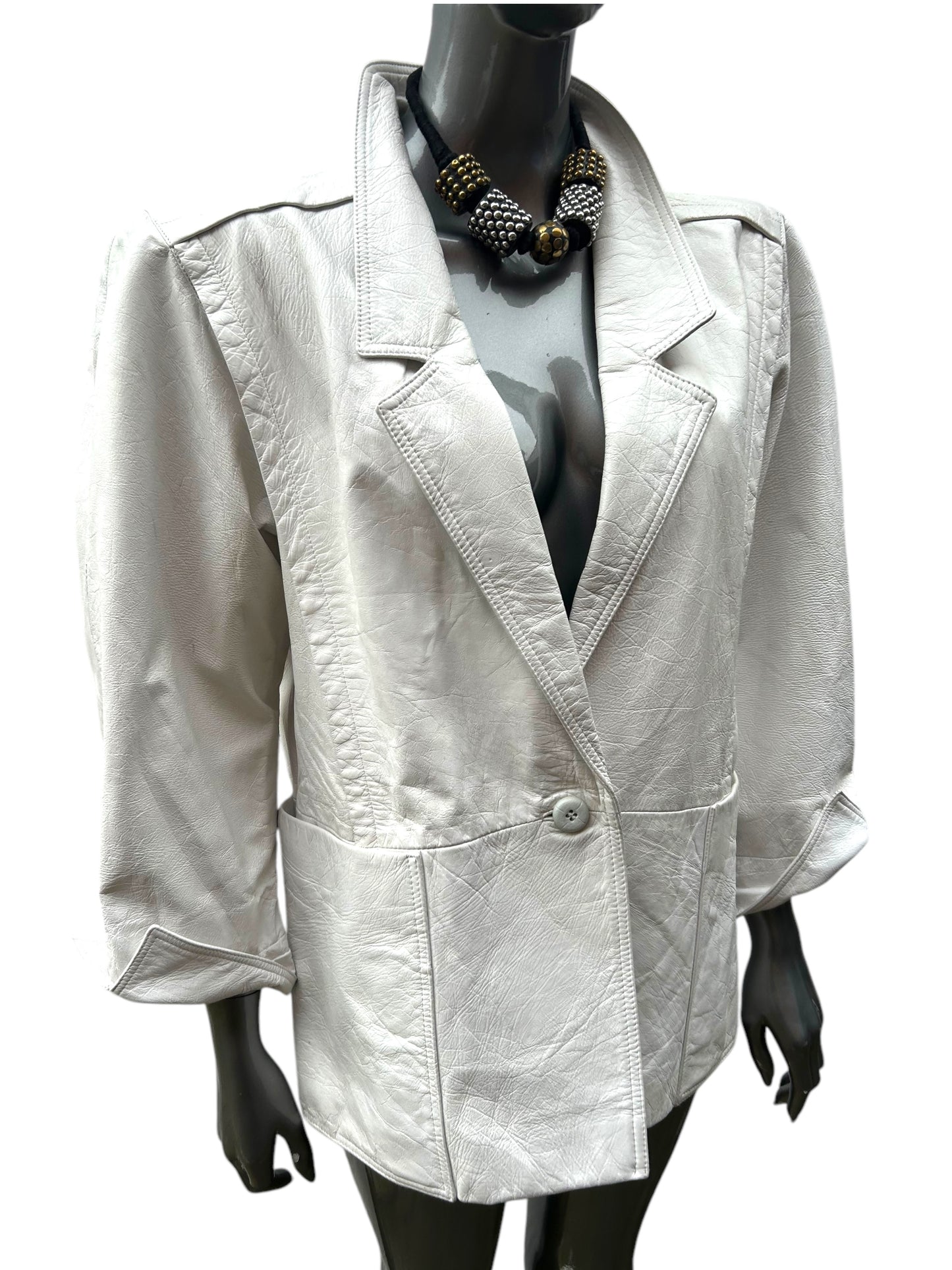 Vintage 1980s White Leather Jacket