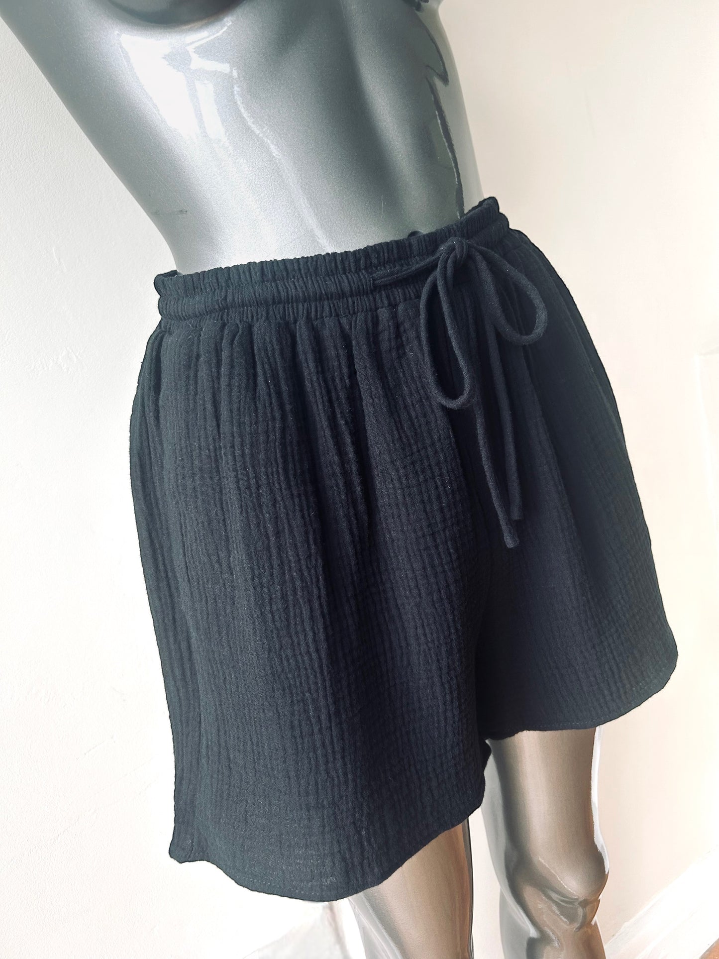 Black Relaxed  Boho Shorts