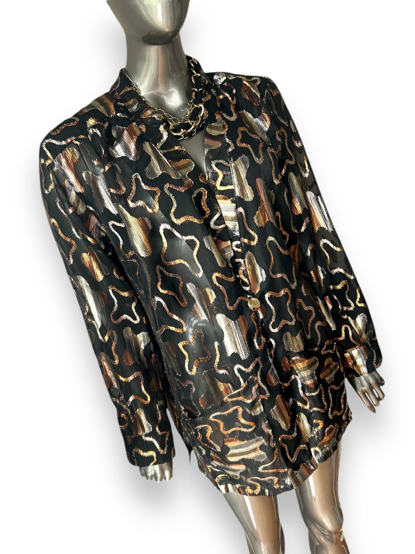 Vintage 1980s Avant Garde Gold Lame Dramatic Trophy Jacket