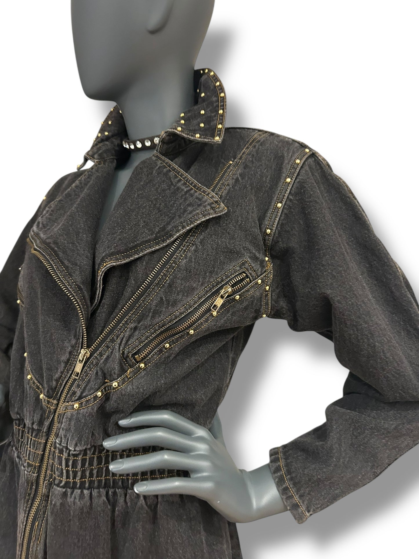 Vintage 1980s Motorcycle denim dress