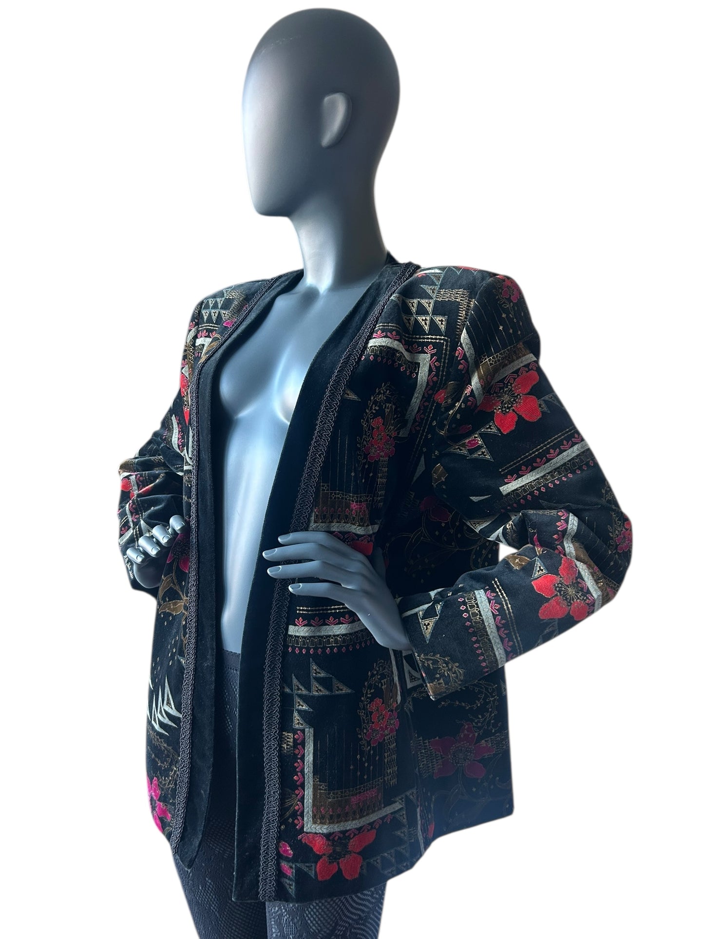 Vintage 1980s Velvet Statement New Wave Jacket