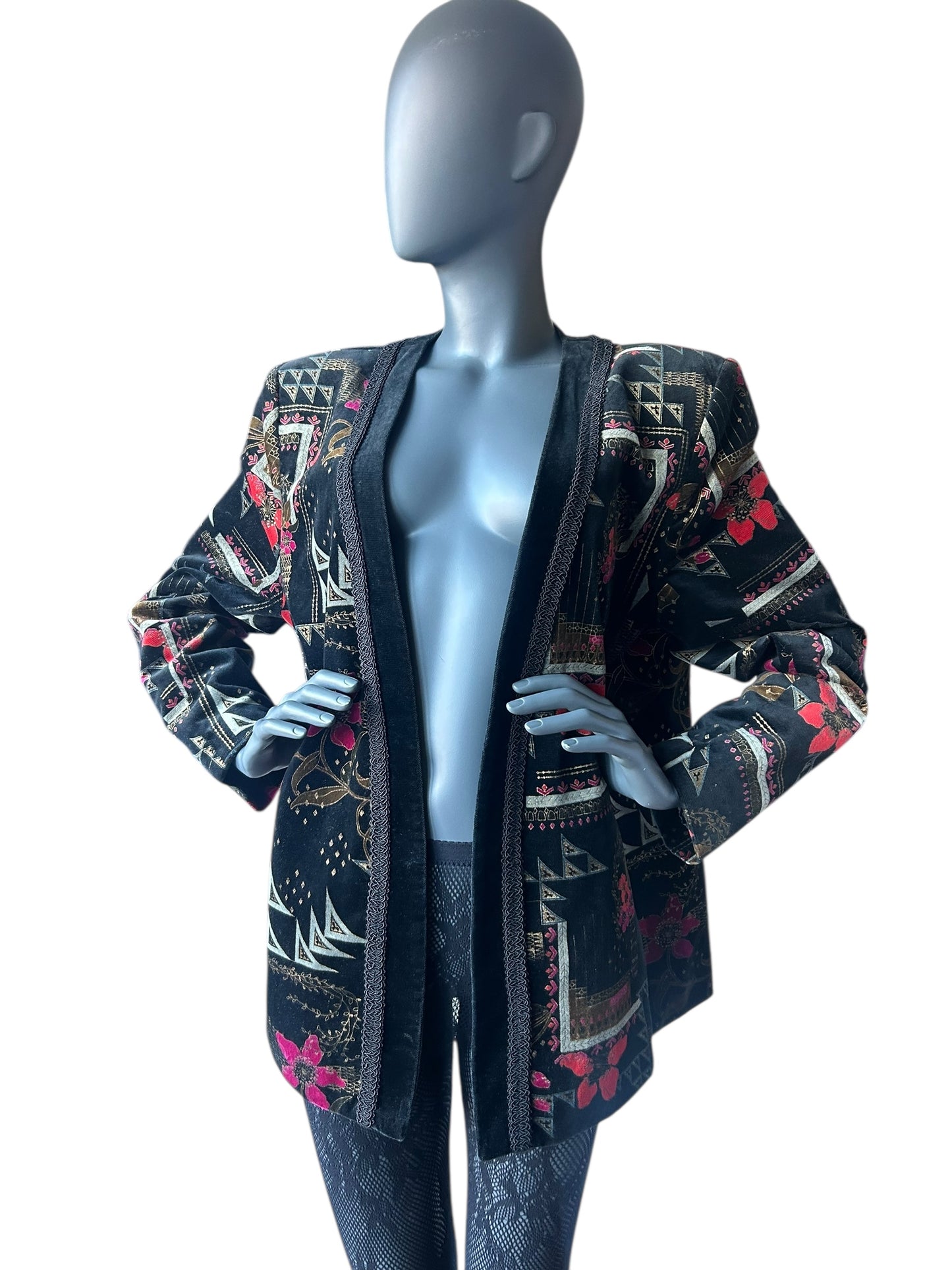Vintage 1980s Velvet Statement New Wave Jacket
