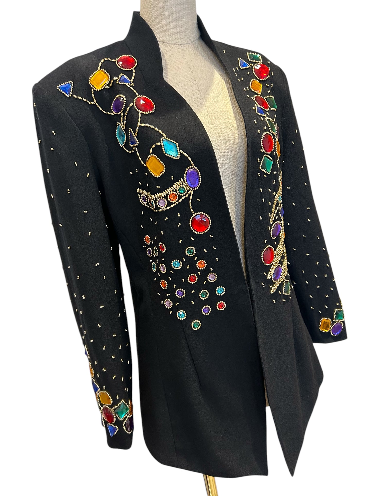 vintage 1980s jewel encrusted trophy blazer in the style of Patrick Kelly