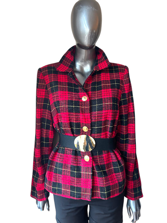 Vintage 80s Red and Black Box Tartan Jacket