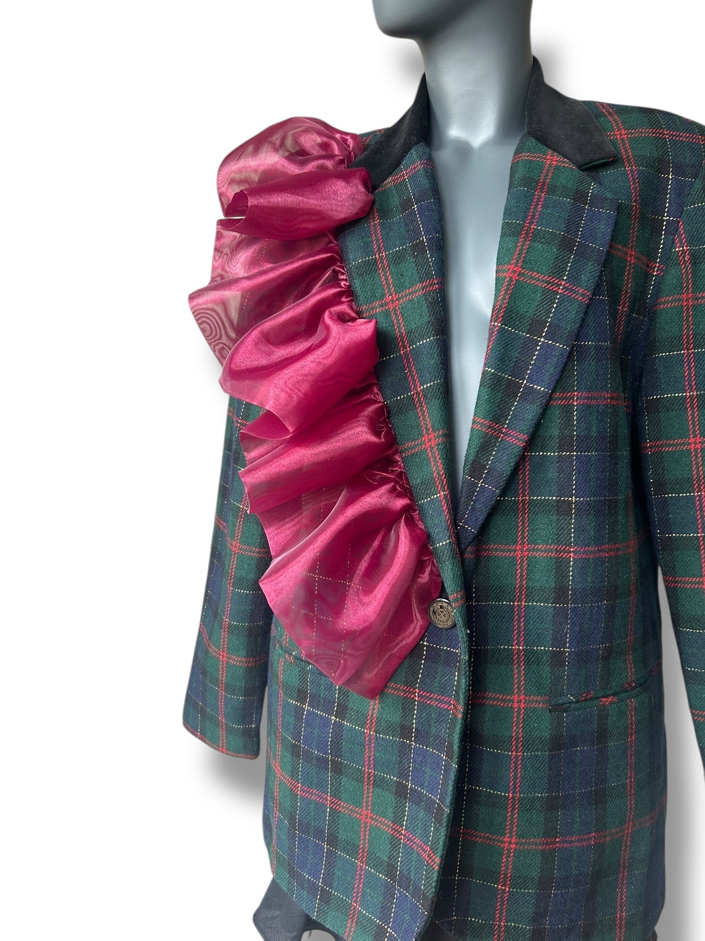 Overdress Redefined Vintage 80s Plaid Blazer and Couture Statement Frill