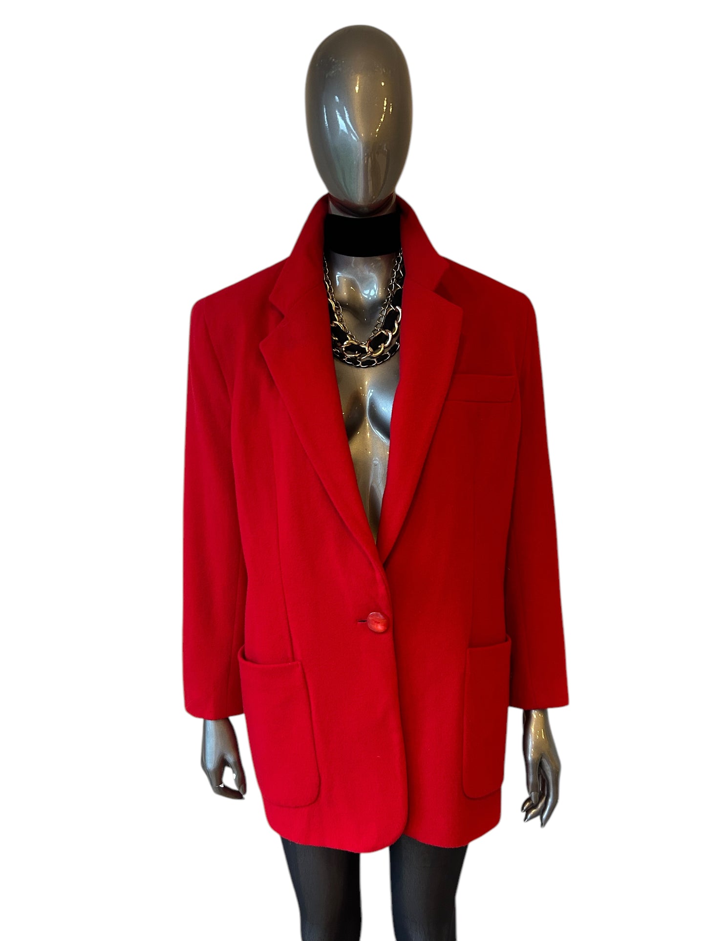 Vintage 1980s Dramatic Red Oversized Cashmere blend Blazer jacket