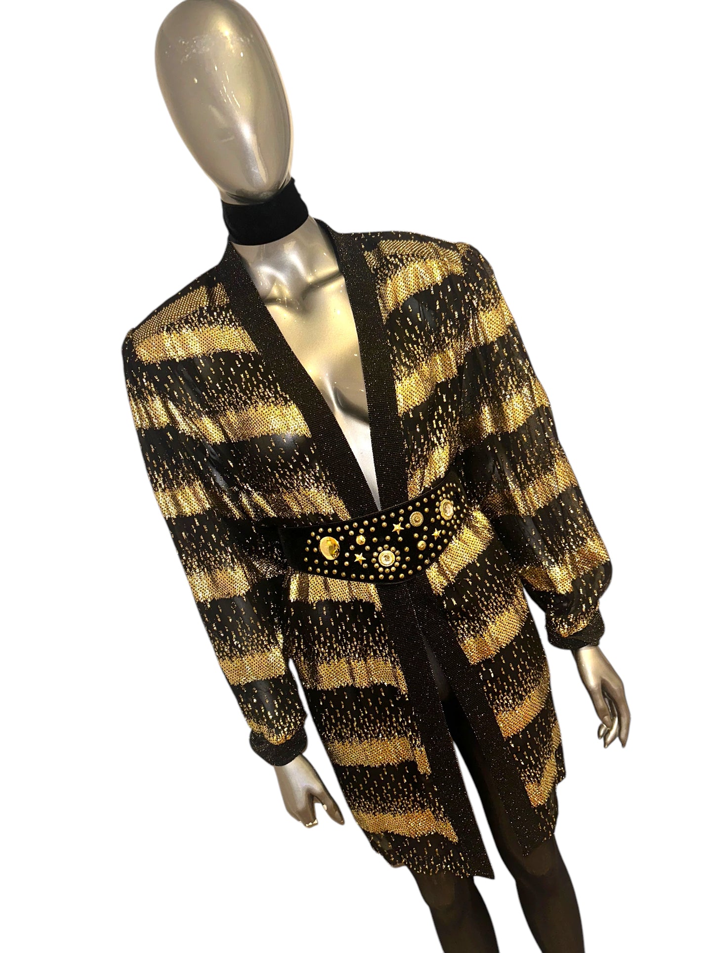 Vintage 1980s Avant Garde Gold Lame Dramatic Trophy Jacket