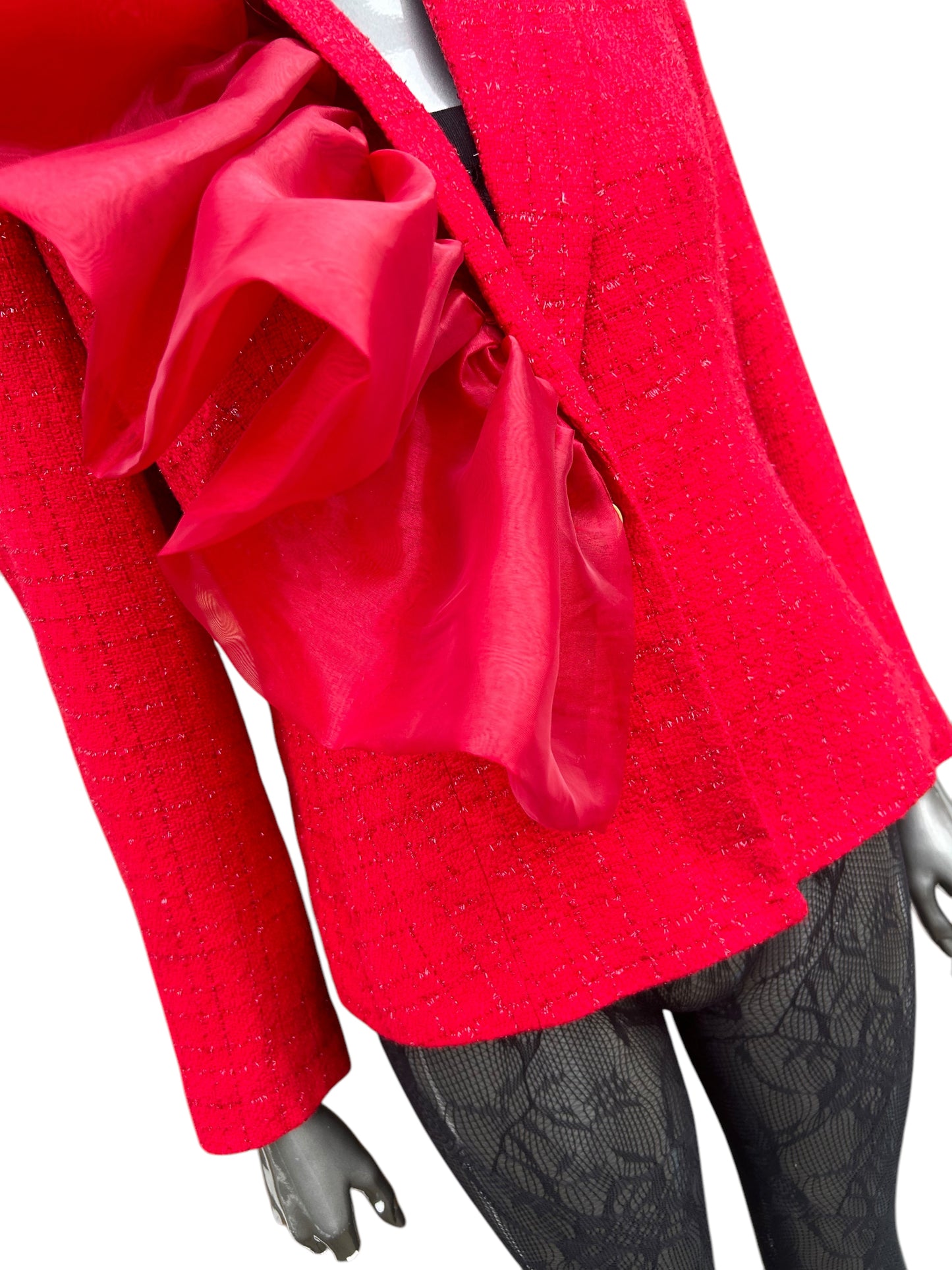 Vintage Red Organza Statement Blazer