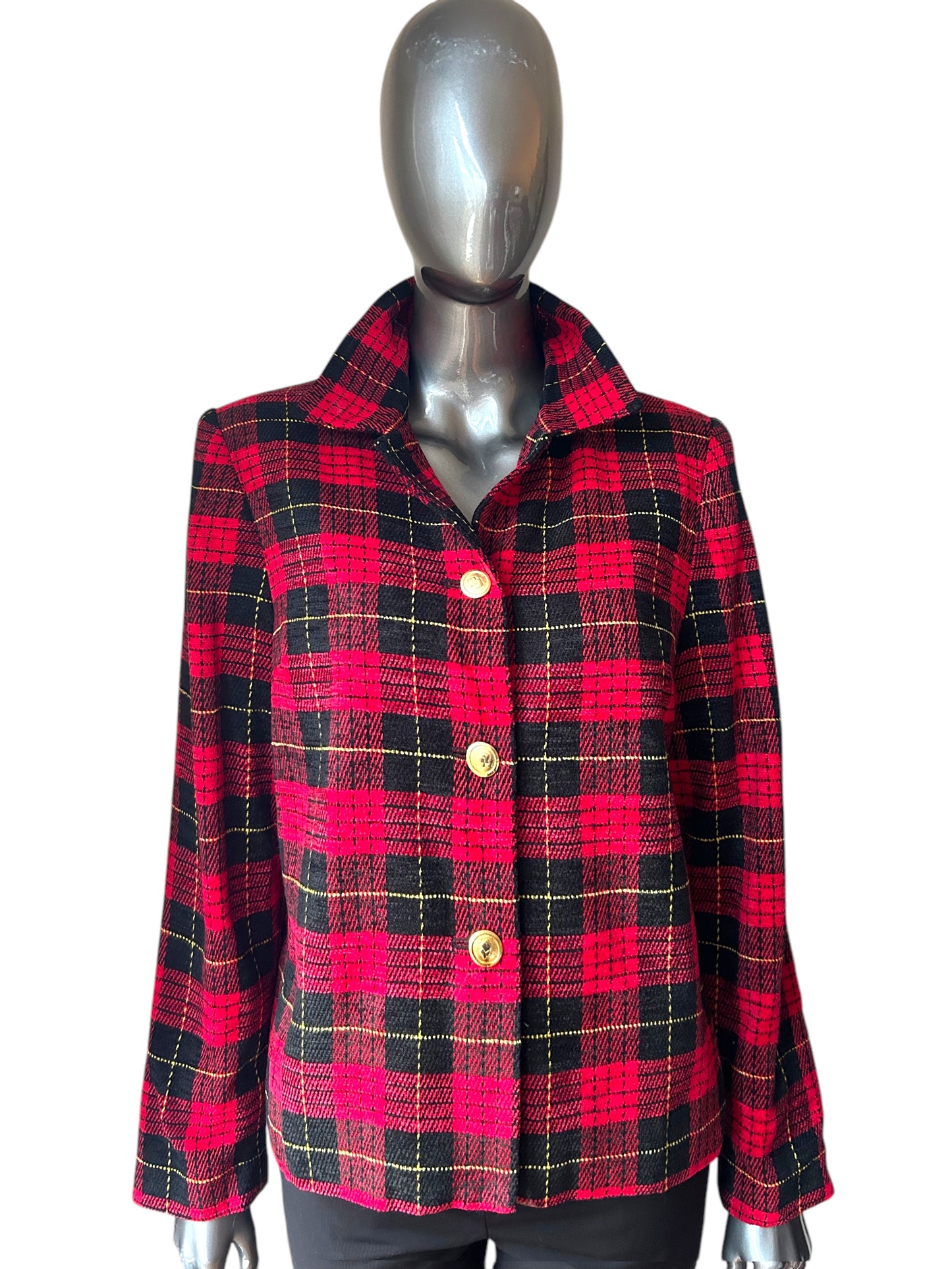 Vintage 80s Red and Black Box Tartan Jacket