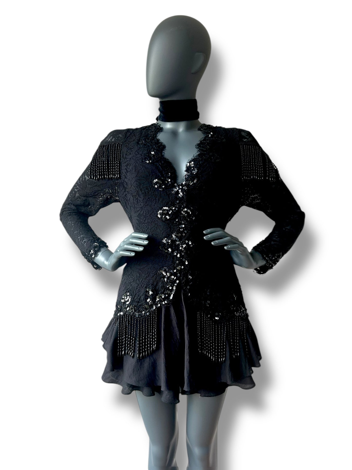 Vintage 80s Lace Beaded Cocktail Bodice