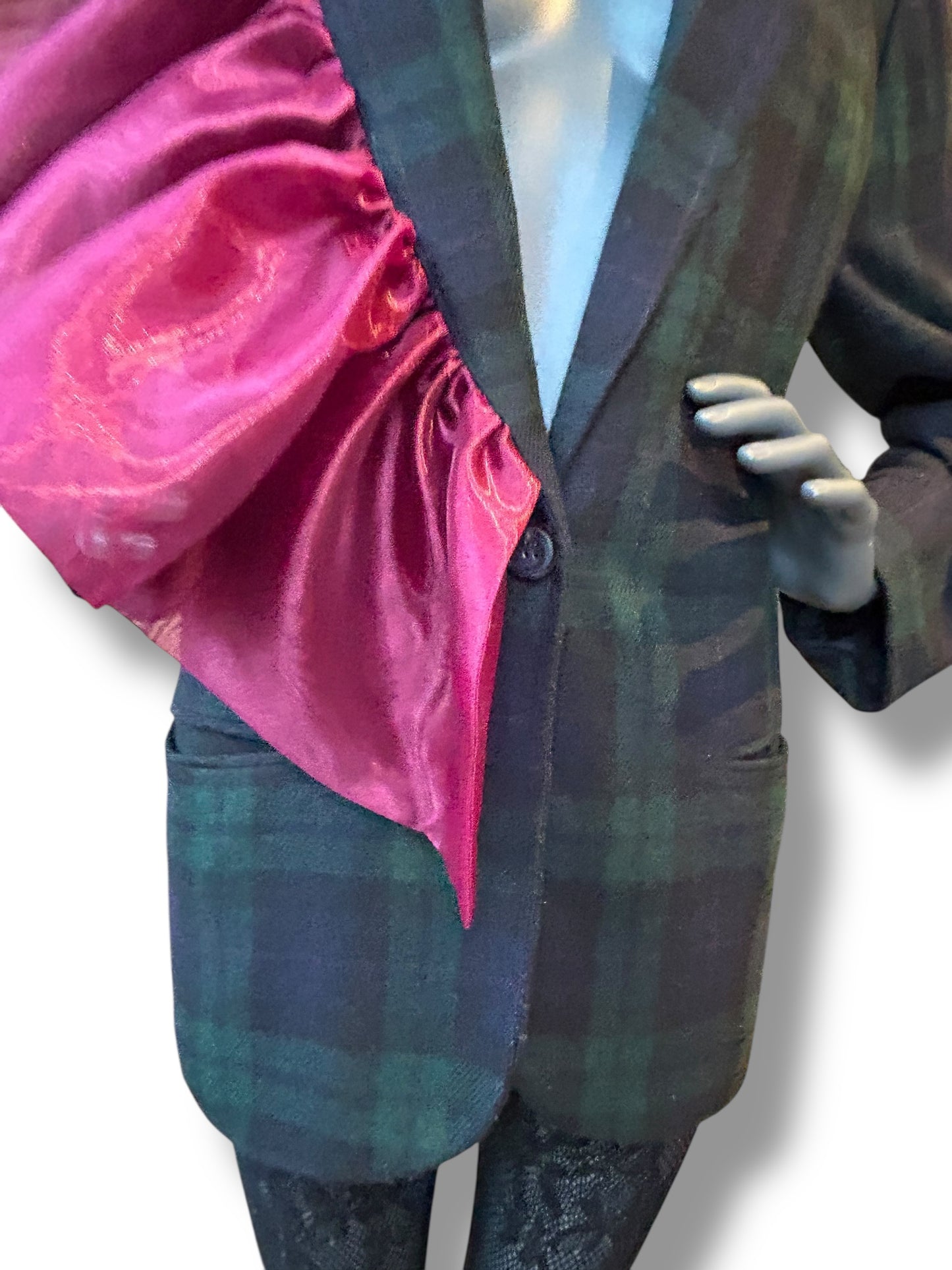Overdress N Redefined Vintage 80s Plaid Blazer and Couture Statement Frill