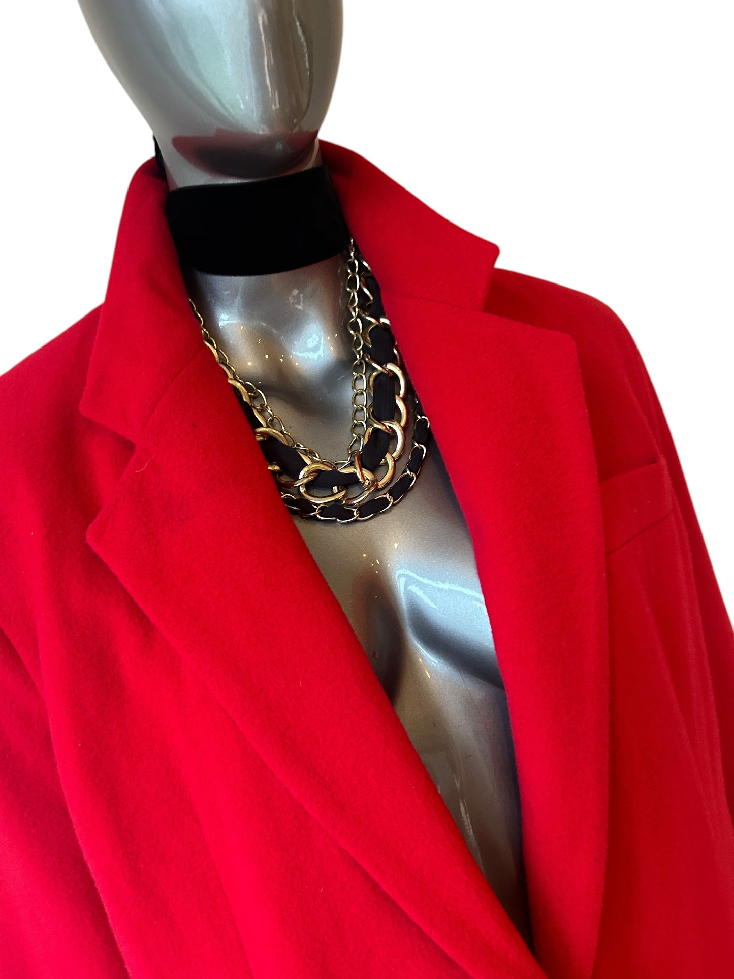 Vintage 1980s Dramatic Red Oversized Cashmere blend Blazer jacket