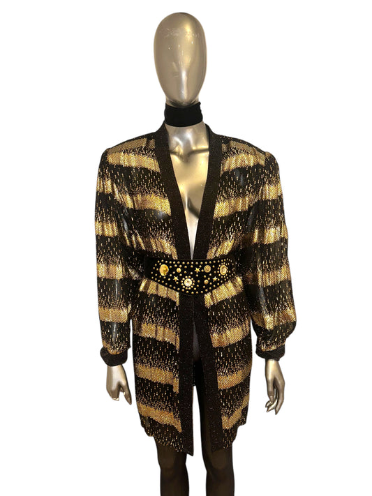 Vintage 1980s Avant Garde Gold Lame Dramatic Trophy Jacket