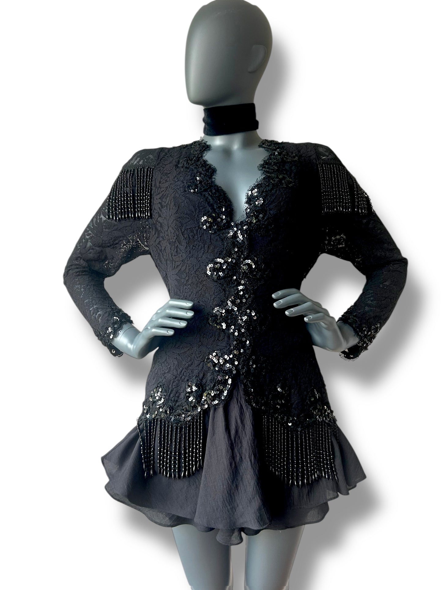 Vintage 80s Lace Beaded Cocktail Bodice