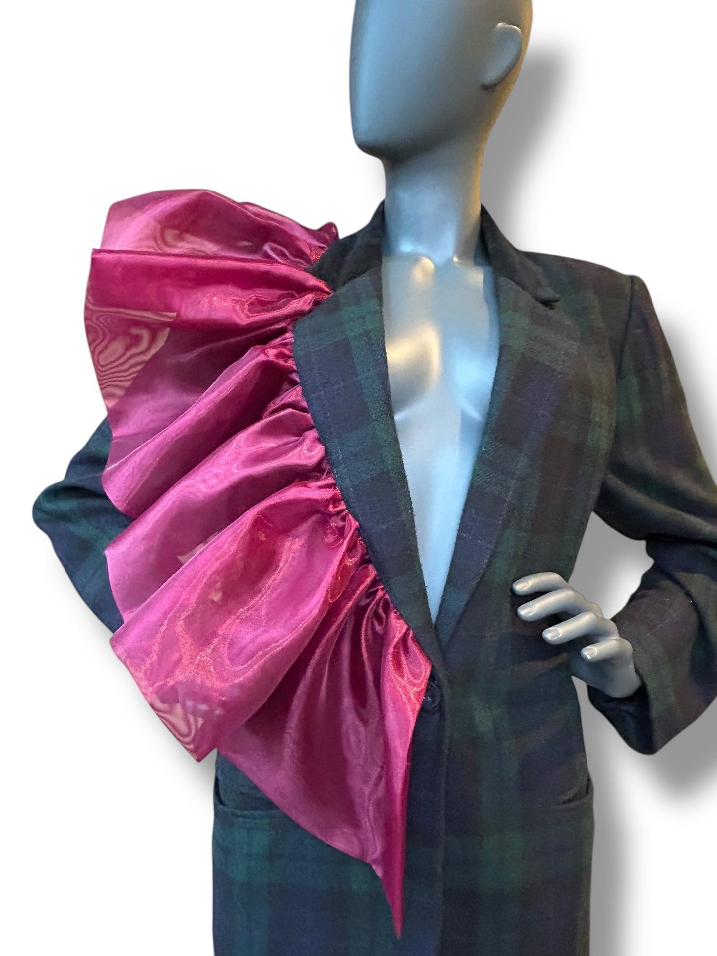 Overdress N Redefined Vintage 80s Plaid Blazer and Couture Statement Frill