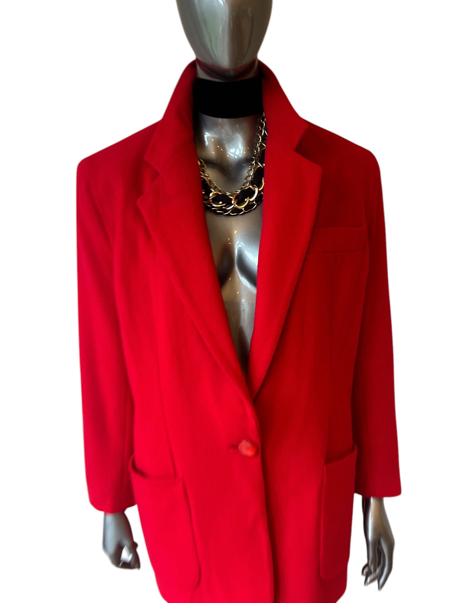 Vintage 1980s Dramatic Red Oversized Cashmere blend Blazer jacket