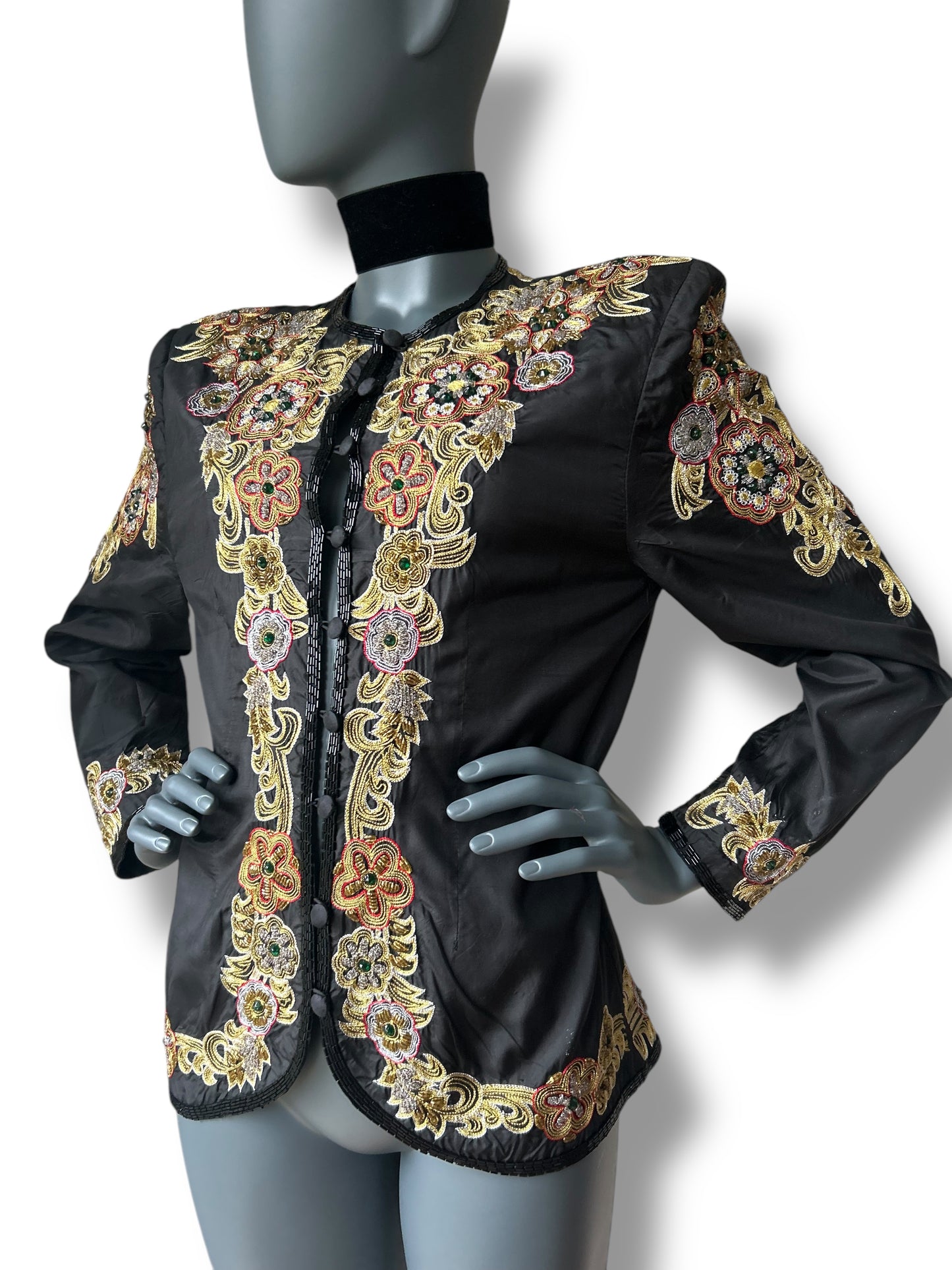 Vintage 1980s Silk Oriental Statement Jacket