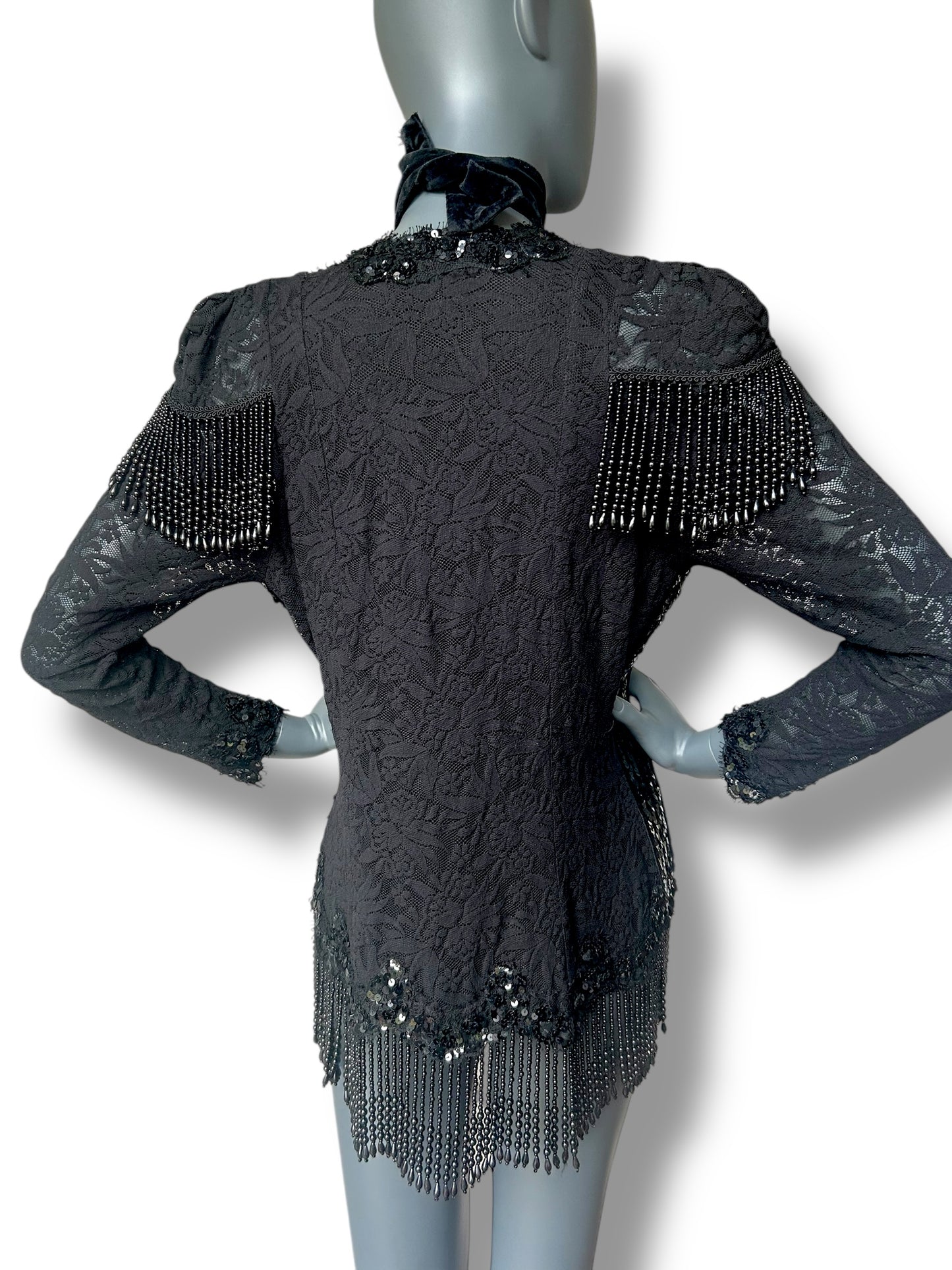 Vintage 80s Lace Beaded Cocktail Bodice