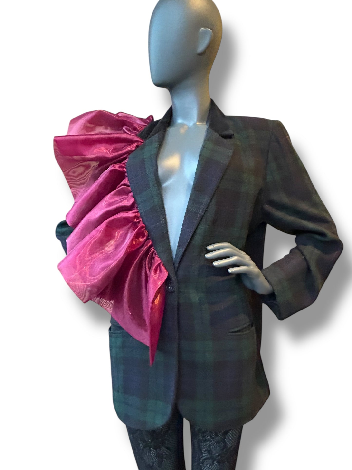 Overdress N Redefined Vintage 80s Plaid Blazer and Couture Statement Frill