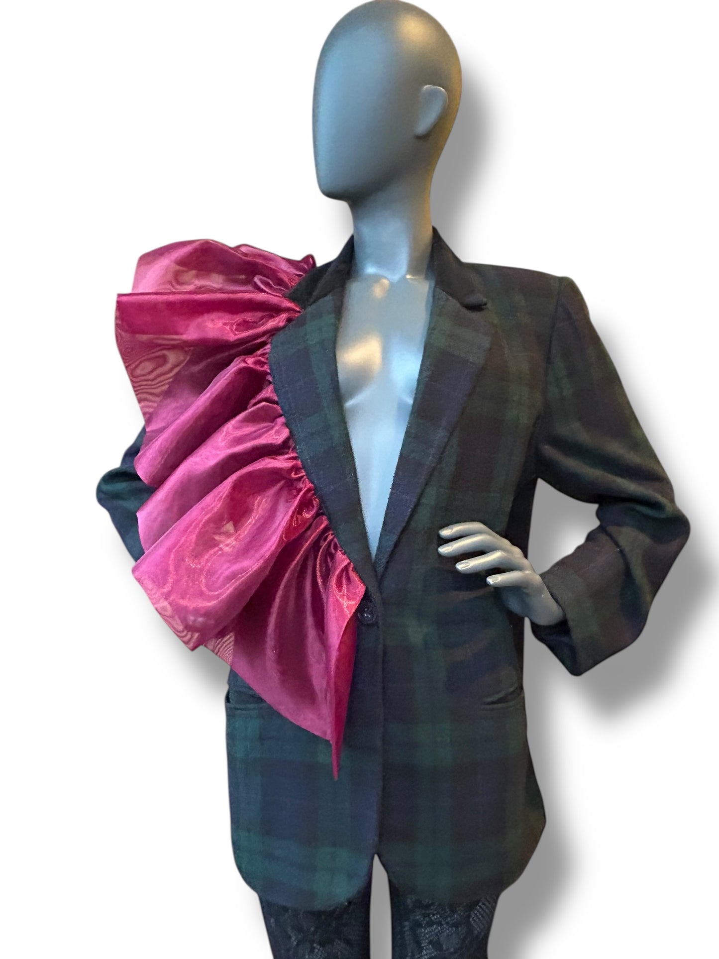 Overdress N Redefined Vintage 80s Plaid Blazer and Couture Statement Frill