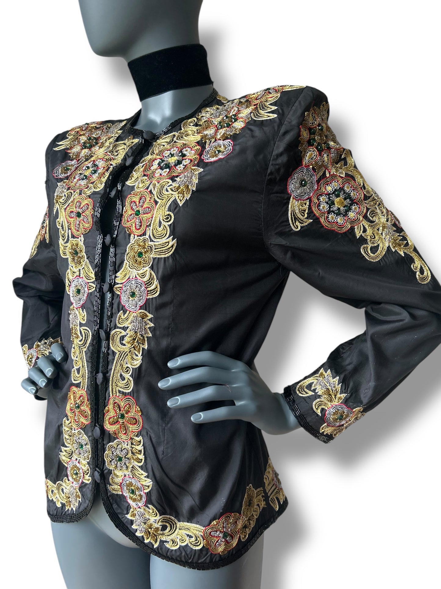 Vintage 1980s Silk Oriental Statement Jacket