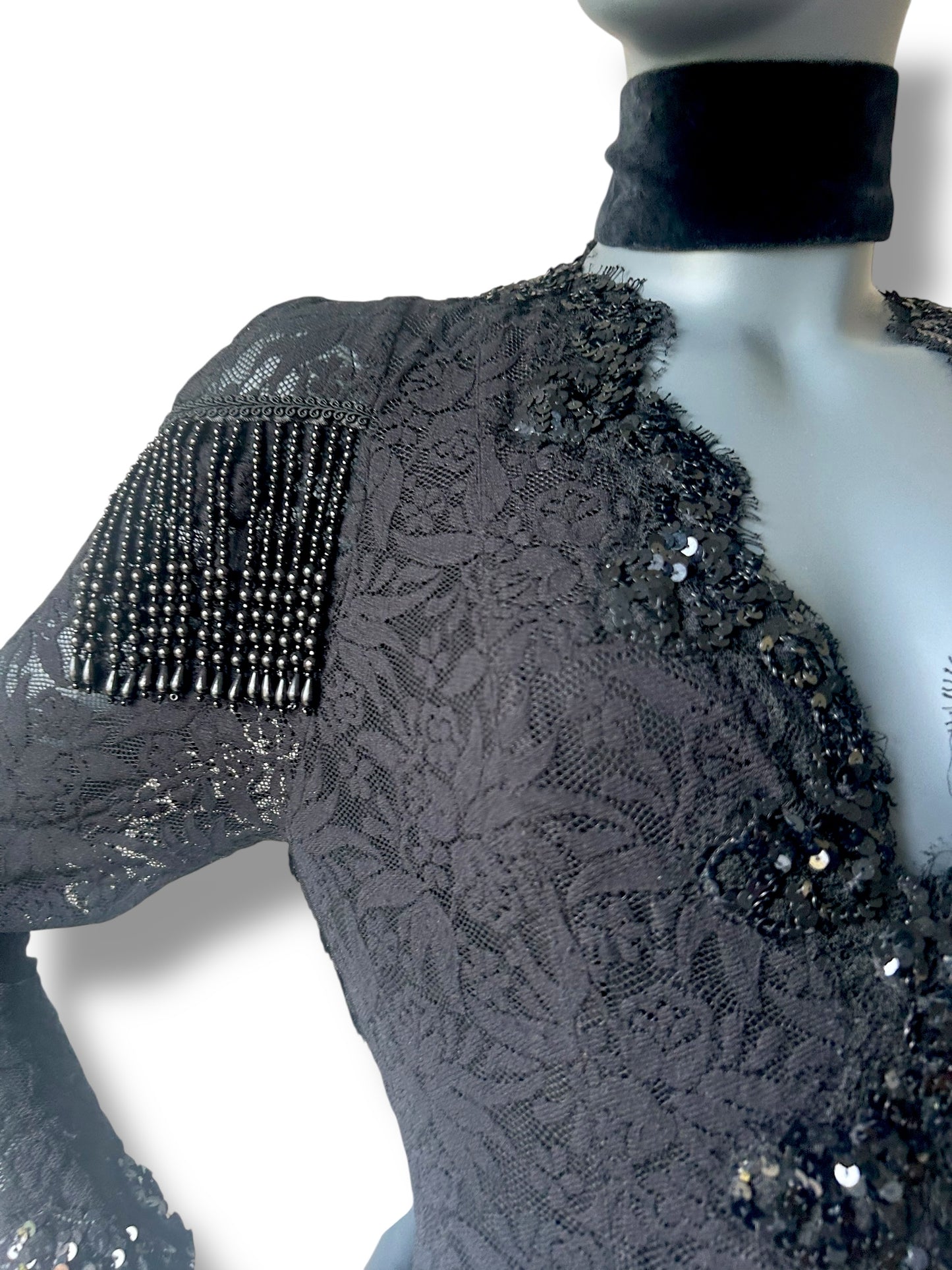 Vintage 80s Lace Beaded Cocktail Bodice
